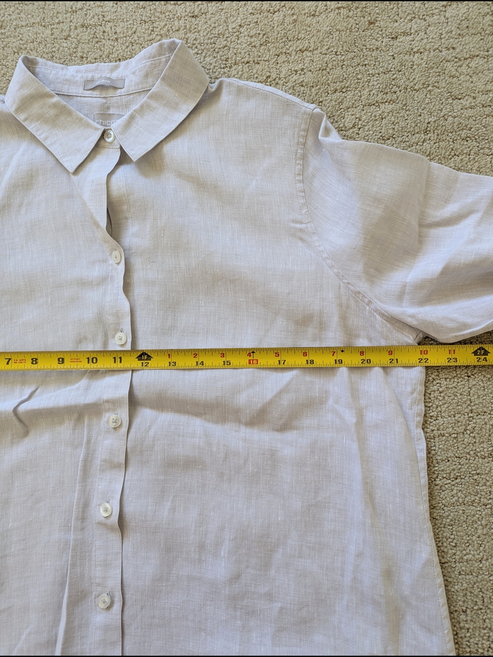 Chicos Women 100% Linen 2pc Set Button Up Shirt 2 Pant 2.5 Roll Up Sleeve Belted - Picture 6 of 13